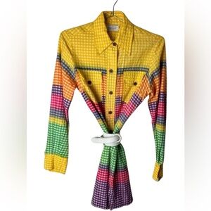 VNTG plaid jumpsuit W/ white belt